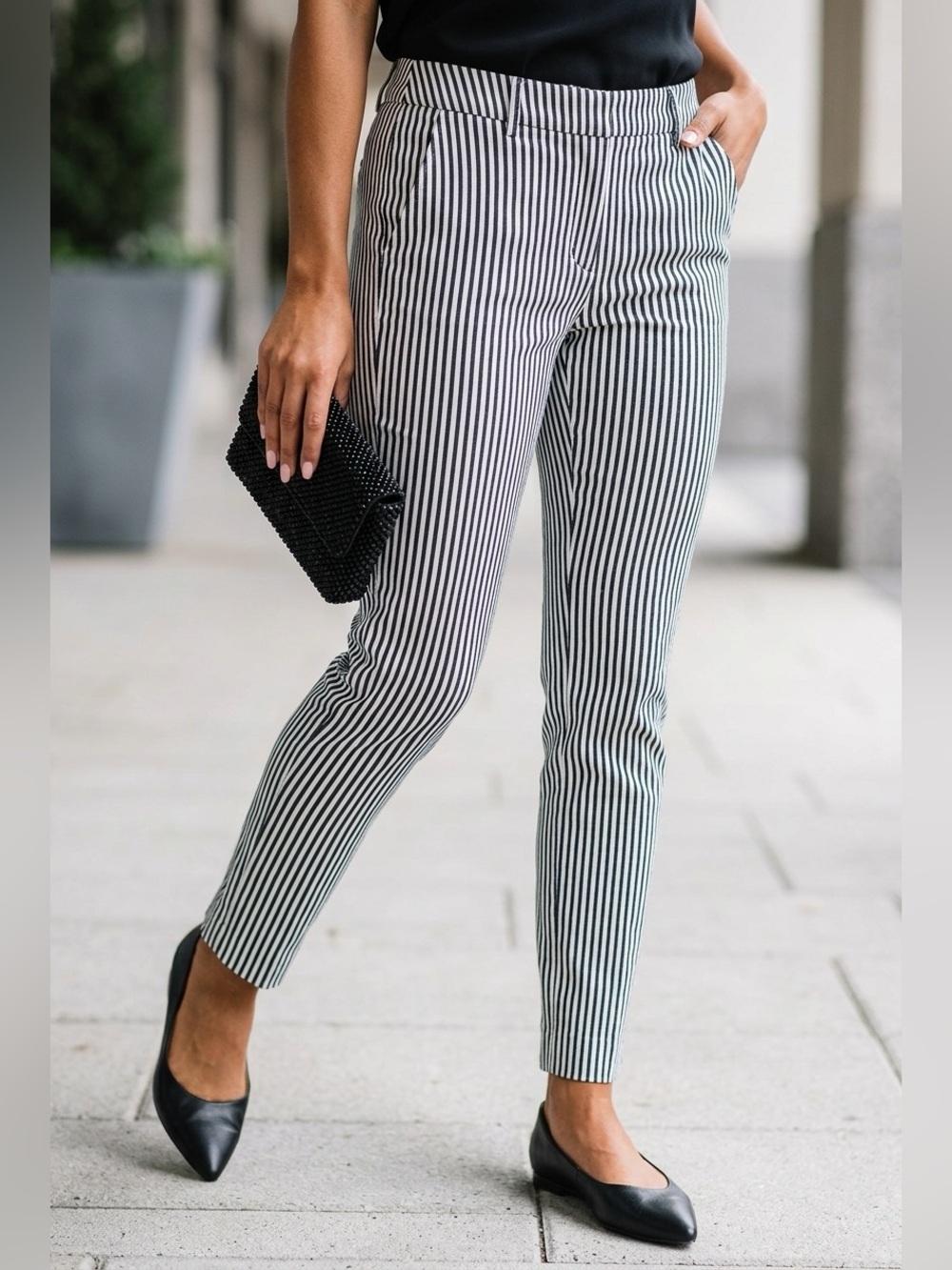 Massimo Fabbro Italy Vertical Stripe Stretch Women's Pants